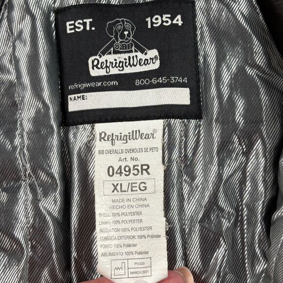 RefrigiWear 0495R Softshell Bib Overalls Full Zip Insulated Work Pants Black XL - Picture 8 of 10